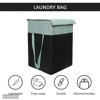 MBW Laundry Basket with Lid for Clothes, Organizer | Laundry Basket with Lid Big Size, Laundry Bag Foldable - Black and Gray - 75 Liters, 21.5*15*14 inches - Pack of 2-thumb3