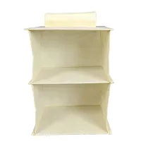 MBW Hanging Organizer for Wardrobe, Cloth Organizer for Wardrobe | Hanging Organizer, Clothes Organizer - Pack of 3 with 2 Shelves - Cream-thumb2