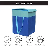 MBW Laundry Basket with Lid for Clothes, Organizer | Laundry Basket with Lid Big Size, Laundry Bag Foldable - Blue - 75 Liters, 21.5*15*14 inches - Pack of 1-thumb2