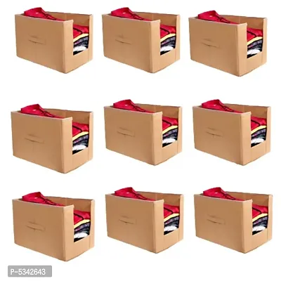 Non Woven Shirt Stacker Wardrobe Organizer Set ||Beige|| Pack Of 9