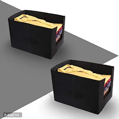 Non Woven Shirt Stacker Wardrobe Organizer Set ||Black|| Pack Of 2-thumb0