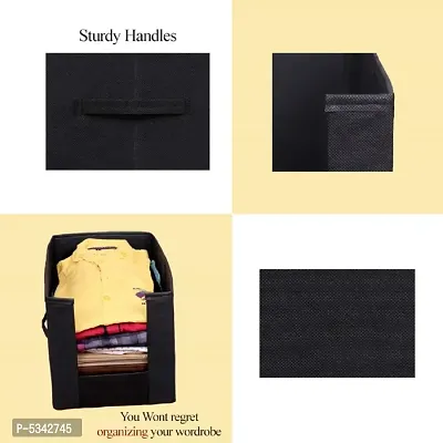 Non Woven Shirt Stacker Wardrobe Organizer Set ||Black|| Pack Of 9-thumb2