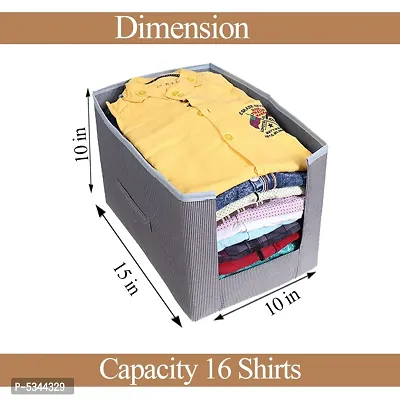 Non Woven Shirt Stacker Wardrobe Organizer Set || Checks || Pack Of 2-thumb3