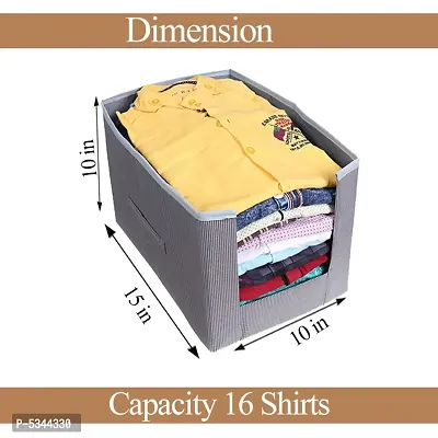 Non Woven Shirt Stacker Wardrobe Organizer Set || Checks || Pack Of 3-thumb3