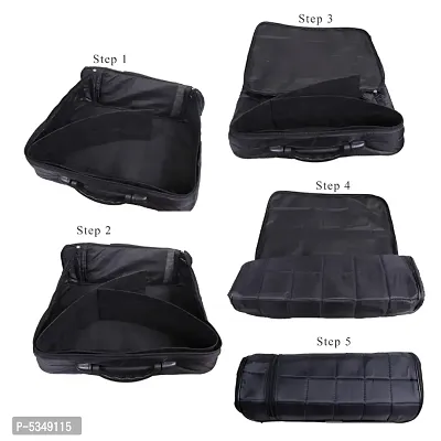 Synthetic Portable Foldable Luggage Traveling Suitcase 17.5 liters with Cover || 42 x30x 14 cm || (Black, Pack of 1)-thumb2