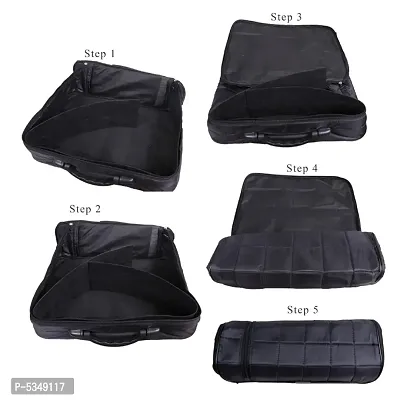 Synthetic Portable Foldable Luggage Traveling Suitcase 17.5 liters with Cover || 42 x30x 14 cm || (Black, Pack of 3)-thumb2