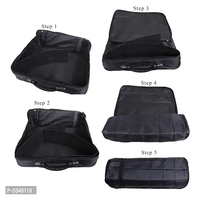 Synthetic Portable Foldable Luggage Traveling Suitcase 17.5 liters with Cover || 42 x30x 14 cm || (Black, Pack of 4)-thumb2