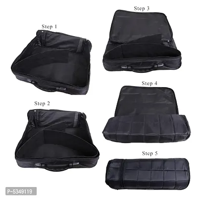 Synthetic Portable Foldable Luggage Traveling Suitcase 17.5 liters with Cover || 42 x30x 14 cm || (Black, Pack of 5)-thumb2