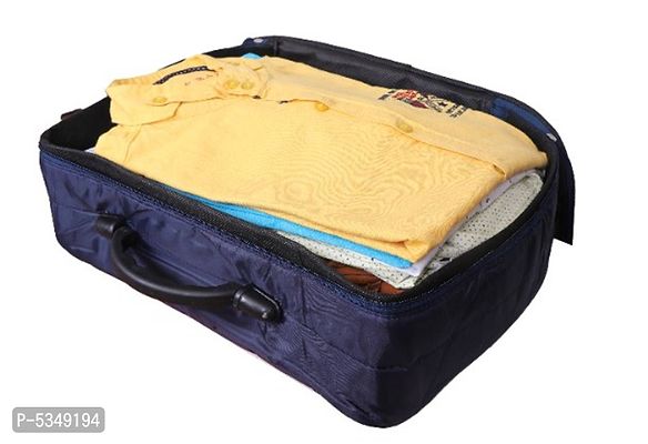 Synthetic Portable Foldable Luggage Traveling Suitcase 17.5 liters with Cover || 42 x30x 14cm || (Blue, Pack of 3)-thumb4