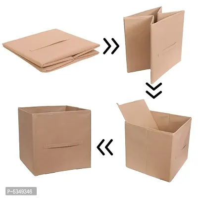 MBW 11.8x11.8x11.8 Storage Cubes | Features Dual Handles | Cube Storage Bins | Foldable Closet Organizers and Storage | Non-Woven Fabric Storage Box for Home (pack of 2, Biscuit)-thumb5