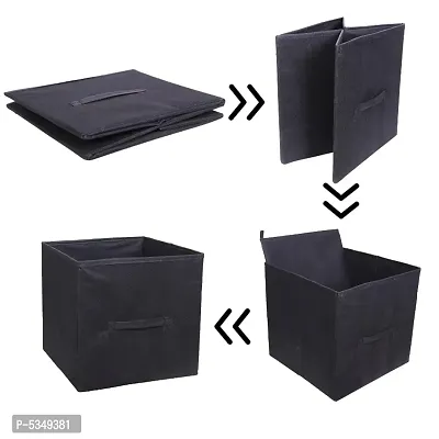 11.8x11.8x11.8  Cubes Bins Foldable Closet Organizers and Storage (pack of 4, Black)-thumb4