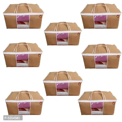 Non Woven Pieces Underbed Storage Bag, Storage Organizer, Blanket Cover (pack of 8, Beige)