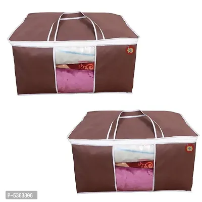 MBW Non Woven Pieces Underbed Storage Bag, Storage Organizer, Blanket Cover (pack of 2, dark brown)