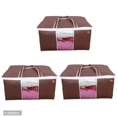 MBW Non Woven Pieces Underbed Storage Bag, Storage Organizer, Blanket Cover (pack of 3, dark brown)