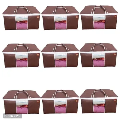 MBW Non Woven Pieces Underbed Storage Bag, Storage Organizer, Blanket Cover (pack of 9, dark brown)