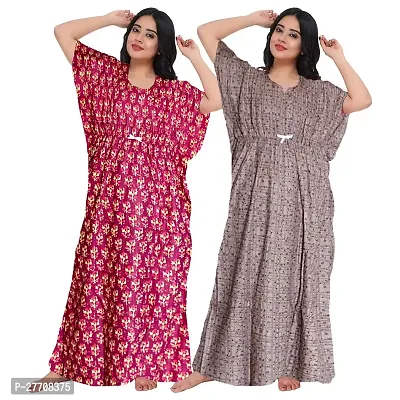 Classic Cotton Printed Nightdress For Women pack of 2-thumb0