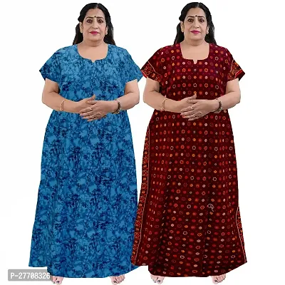 Classic Cotton Printed Nightdress For Women pack of 2-thumb0