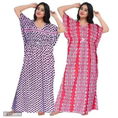 Classic Cotton Printed Nightdress For Women pack of 2-thumb0