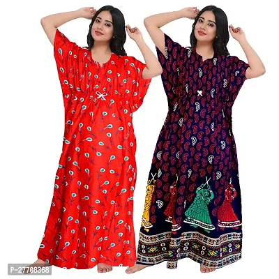 Classic Cotton Printed Nightdress For Women pack of 2-thumb0