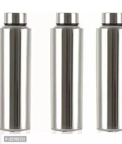 Pack of 3 Stainless Steel bottle (1000ml) Silver Colour-thumb0
