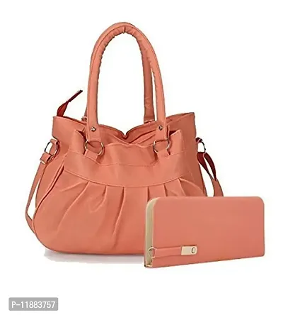 Bellina Women's Shoulder Handbag with Clutch (Peach)-thumb0