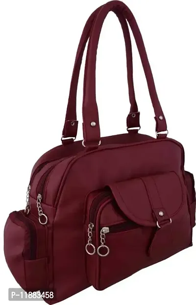 Bellina Women's D pocket maroon synthetic Shoulder handbag and wallet-thumb4