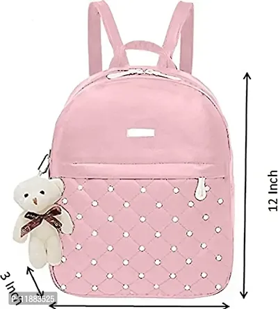 Bellina Women's and Girl's Backpack Daily use School bag (Pink)-thumb2