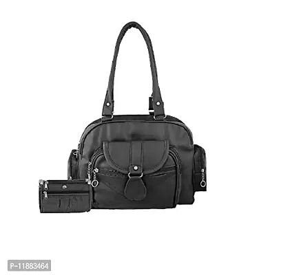 Bellina D Pocket Black Shoulder Handbag and Wallet for Women-thumb0