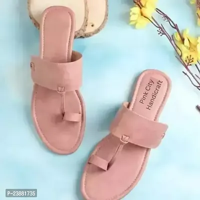 Elegant Peach Synthetic Sandals For Women-thumb0