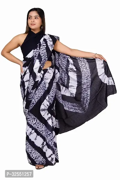 Stylish Multicoloured Cotton Blend Printed Saree with Blouse piece For Women-thumb0