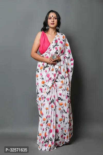 Beautiful Multicoloured Cotton Mulmul Printed Saree With Blouse Piece For Women-thumb0