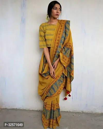 Beautiful Multicoloured Cotton Mulmul Printed Saree With Blouse Piece For Women-thumb0