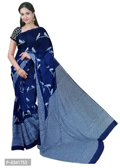 Buy ANMOL FABRICS Colourblock Cotton Saree | Pure cotton MalMal Saree Hand  Block | Dabu Print Red and blue | Butterfly Print with beautiful blouse  Peice at Amazon.in