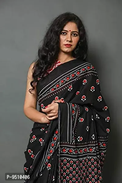 AIVIK Hand Block Printed Jaipuri Handloom Cotton Mulmul Saree with  Unstitched Blouse Piece for Women (Multicolored) : Amazon.in: Fashion