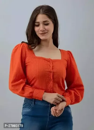 Elegant Orange Acrylic Solid Top For Women