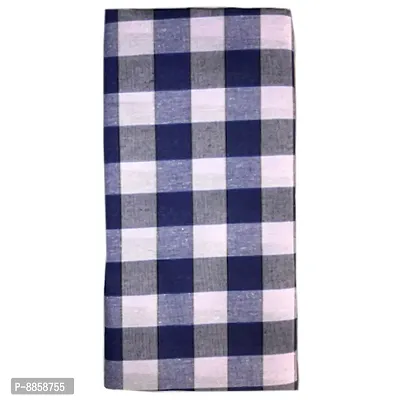 Cotton Navy Blue Checked Lungi For Men