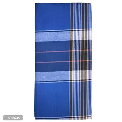Cotton Blue Striped Lungi For Men-thumb0