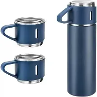 PuRa Tienda Blue Vacuum Flask 300 ml Flask Pack of 3 Blue Steel-thumb1