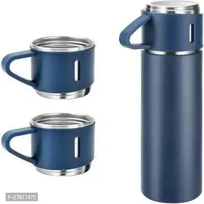 PuRa Tienda Blue Vacuum Flask 300 ml Flask Pack of 3 Blue Steel-thumb2