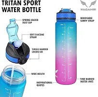 PuRa Tienda Motivational Gym Bottle BluePink 1000 ml Bottle Pack of 1 Blue Pink Plastic-thumb1