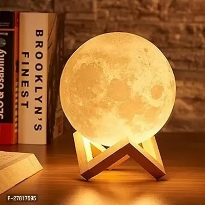 PuRa Tienda 3D Moon lamp Night lamp with Wooden Stand Night Lamp 15 cm White