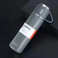 PuRa Tienda Grey Vacuum Flask 300 ml Flask Pack of 3 Grey Steel-thumb1