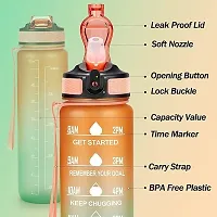 PuRa Tienda Motivational Gym Bottle OrangeGreen 1000 ml Bottle Pack of 1 Orange Green Plastic-thumb4