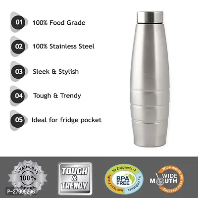 Stainless Steel Water Bottle/Fridge Refrigerator Bottle/ 100% Leak Proof/Office Bottle/School Bottle, 1000 ML-thumb2