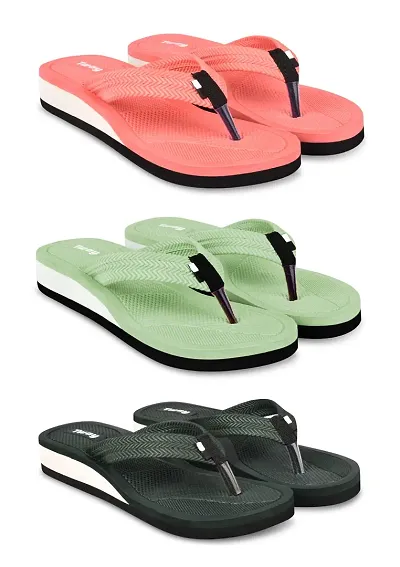 Tway Hawai slippers for women combo pack of 3 Rubber Slippers