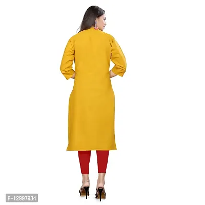 SATTVA Women's Pure Khadi/Cotton Material Straight Cut Kurta for Women Regular wear Round nack Kurtis (Yellow, X-Large)-thumb4