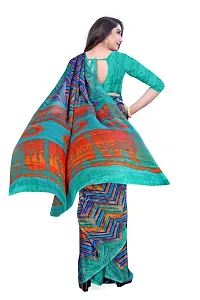 SATTVA Women's Georgette Printed Saree With Blouse Piece (Multi-Blue_Free size)-thumb2