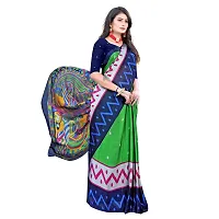 SATTVA Women's Georgette Ikkat Printed Saree With Blouse Piece (Green_Free size)-thumb2