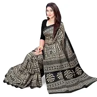 SATTVA Women's Tribal Print Khadi Silk Saree With blouse piece (Black-cream_Free size)-thumb1