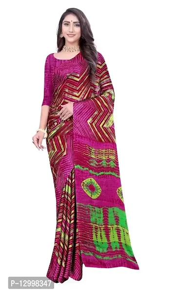 SATTVA Women's Georgette Printed Saree With Blouse Piece (Multi-Pink_Free size)